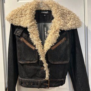 NWT Steve Madden Jean Jacket with Shearling Collar